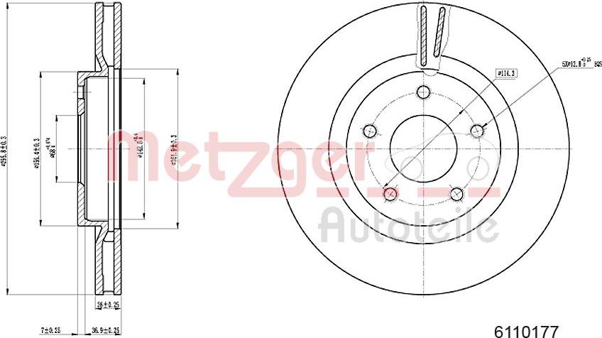 Metzger 6110177 - Bremžu diski www.autospares.lv