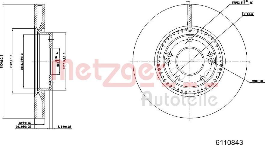 Metzger 6110843 - Bremžu diski www.autospares.lv