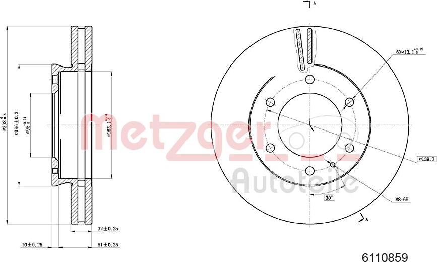 Metzger 6110859 - Bremžu diski autospares.lv