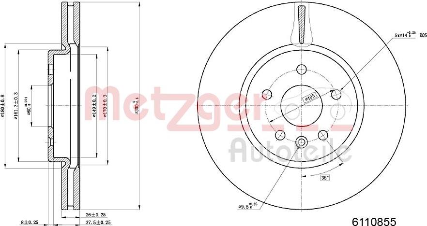 Metzger 6110855 - Bremžu diski autospares.lv