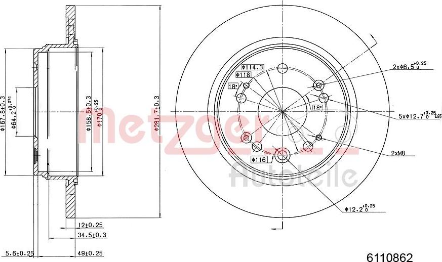 Metzger 6110862 - Bremžu diski www.autospares.lv