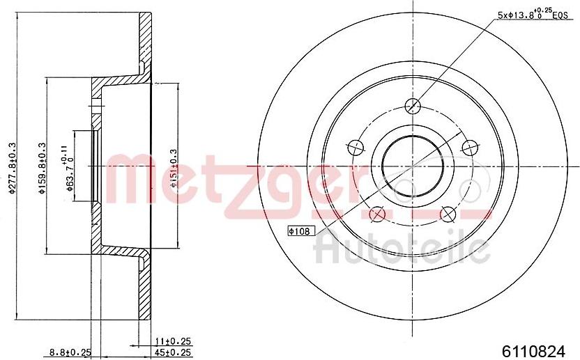 Metzger 6110824 - Bremžu diski autospares.lv