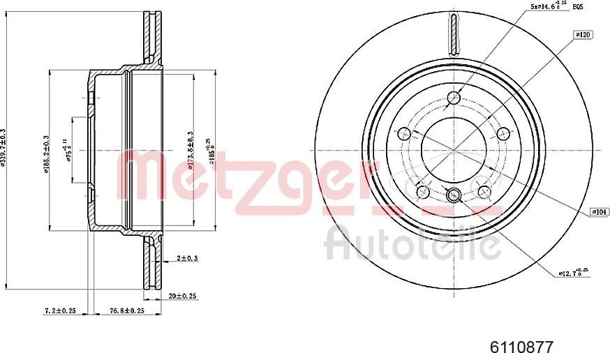 Metzger 6110877 - Bremžu diski www.autospares.lv