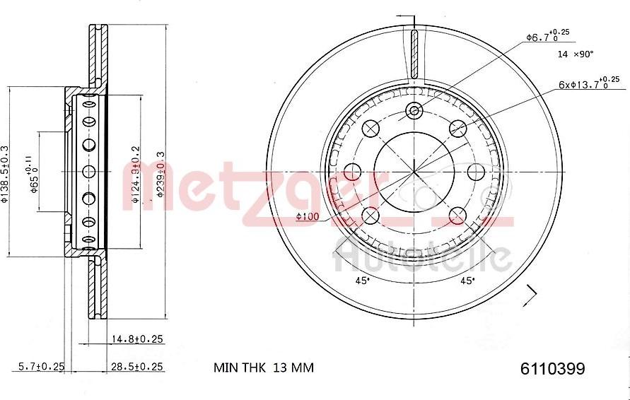 Metzger 6110399 - Bremžu diski autospares.lv