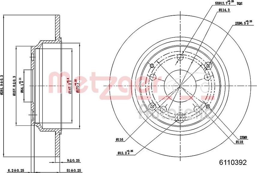 Metzger 6110392 - Bremžu diski www.autospares.lv