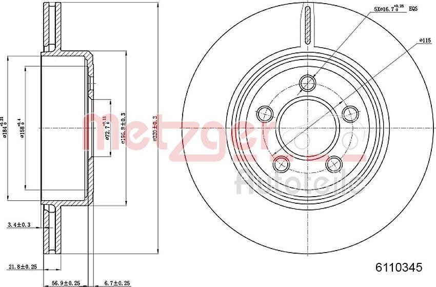 Metzger 6110345 - Bremžu diski www.autospares.lv