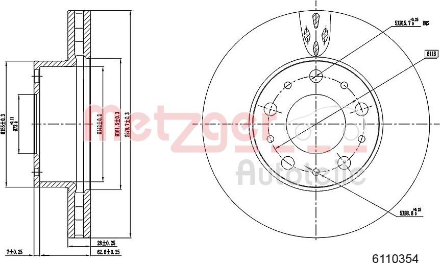 Metzger 6110354 - Bremžu diski autospares.lv