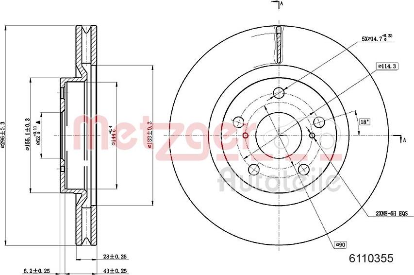 Metzger 6110355 - Bremžu diski autospares.lv