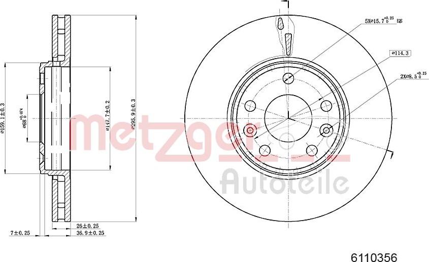 Metzger 6110356 - Bremžu diski www.autospares.lv