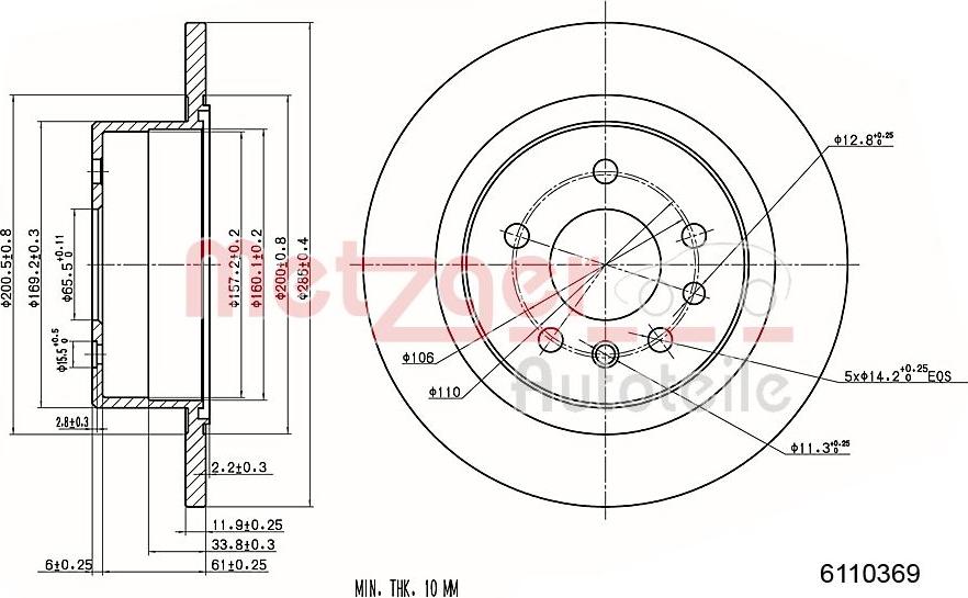 Metzger 6110369 - Bremžu diski autospares.lv