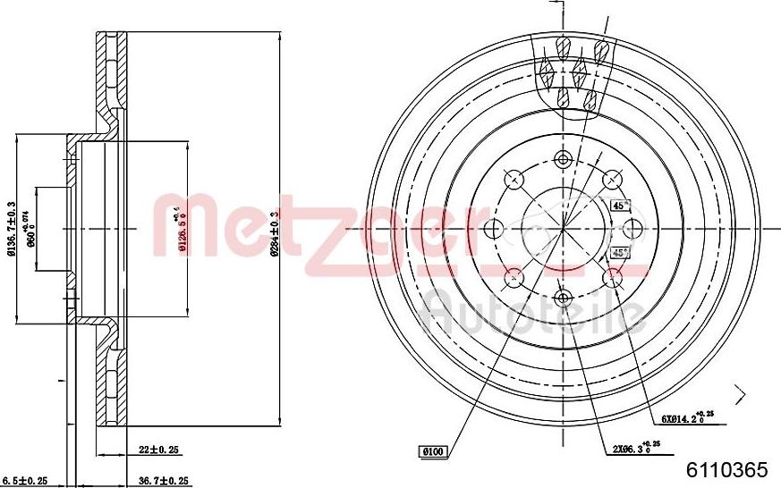 Metzger 6110365 - Bremžu diski autospares.lv