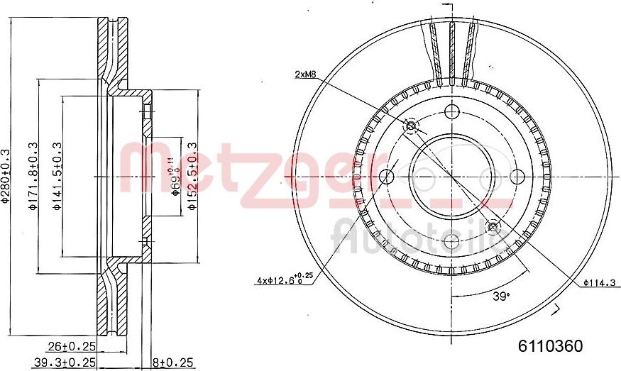 Metzger 6110360 - Bremžu diski www.autospares.lv