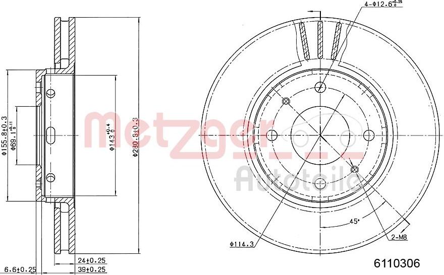 Metzger 6110306 - Bremžu diski www.autospares.lv