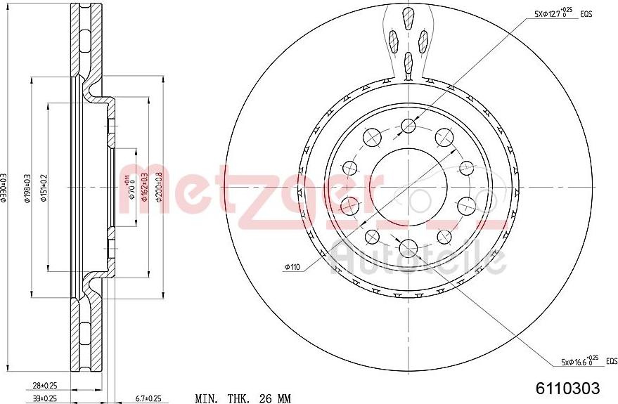 Metzger 6110303 - Brake Disc www.autospares.lv