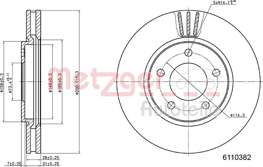 Metzger 6110382 - Bremžu diski autospares.lv