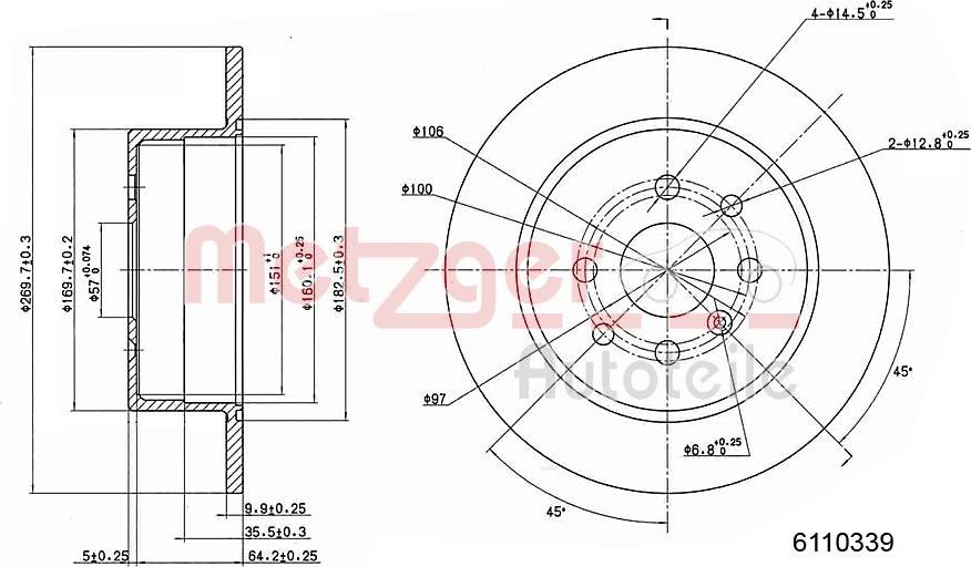 Metzger 6110339 - Bremžu diski www.autospares.lv