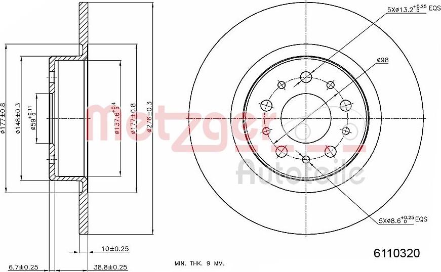 Metzger 6110320 - Bremžu diski www.autospares.lv