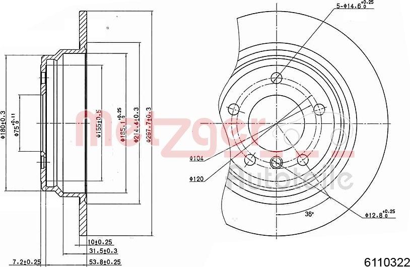 Metzger 6110322 - Bremžu diski autospares.lv