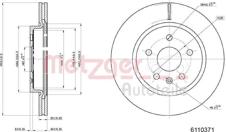 Metzger 6110371 - Bremžu diski www.autospares.lv