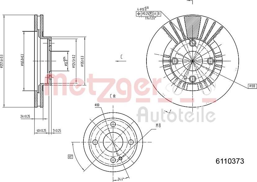 Metzger 6110373 - Bremžu diski www.autospares.lv