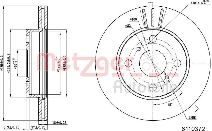 Metzger 6110372 - Тормозной диск www.autospares.lv