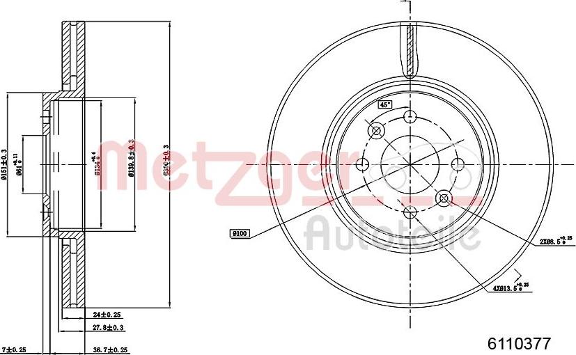 Metzger 6110377 - Bremžu diski www.autospares.lv