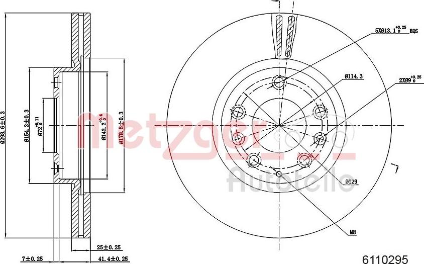 Metzger 6110295 - Bremžu diski www.autospares.lv