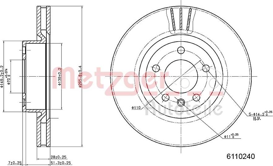 Metzger 6110240 - Bremžu diski www.autospares.lv