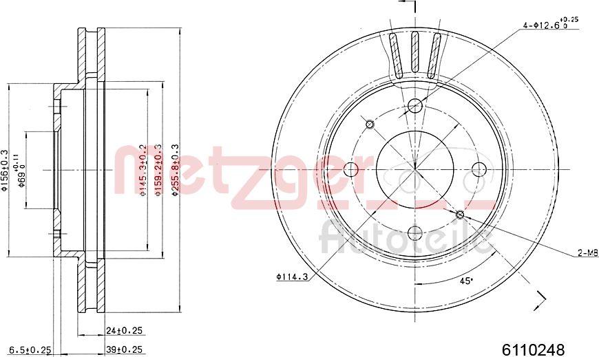 Metzger 6110248 - Тормозной диск www.autospares.lv