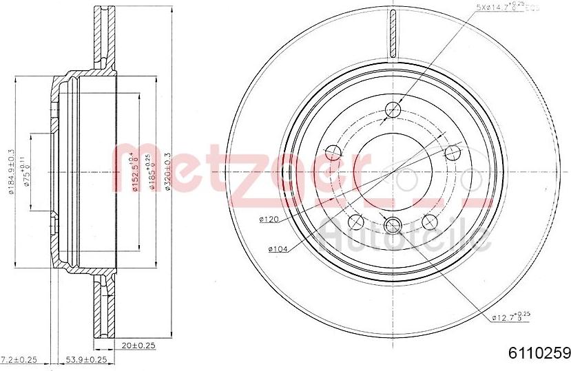 Metzger 6110259 - Bremžu diski www.autospares.lv