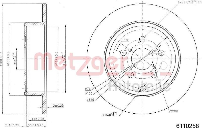 Metzger 6110258 - Bremžu diski www.autospares.lv