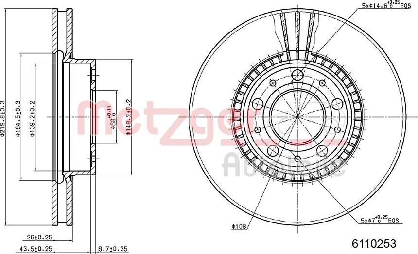 Metzger 6110253 - Bremžu diski www.autospares.lv