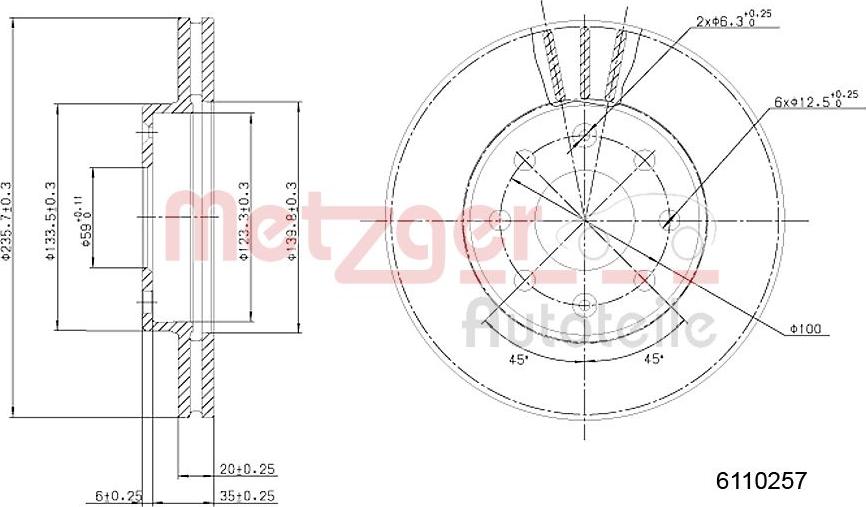 Metzger 6110257 - Bremžu diski autospares.lv