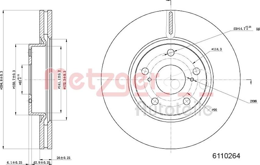 Metzger 6110264 - Bremžu diski www.autospares.lv