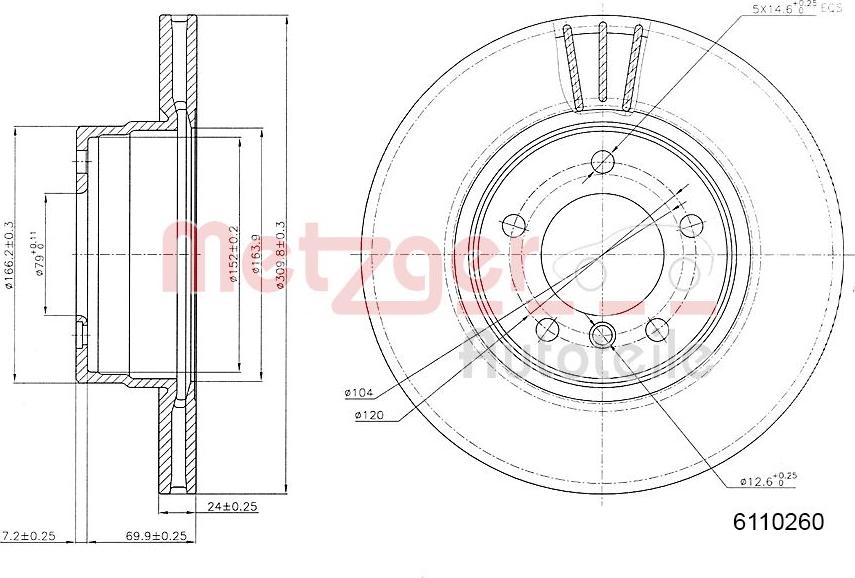 Metzger 6110260 - Bremžu diski autospares.lv