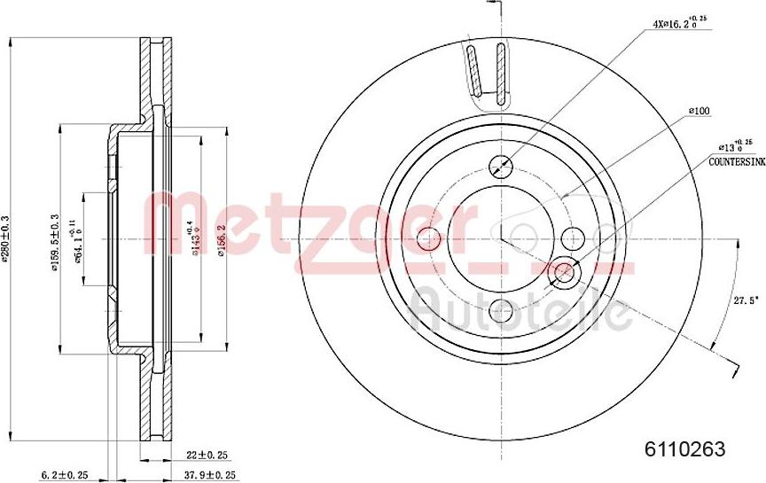 Metzger 6110263 - Bremžu diski www.autospares.lv