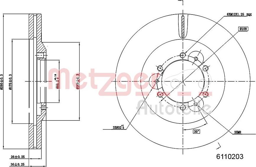 Metzger 6110203 - Bremžu diski www.autospares.lv