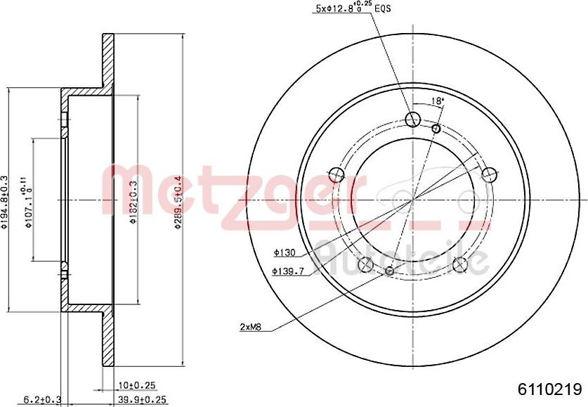 Metzger 6110219 - Bremžu diski www.autospares.lv