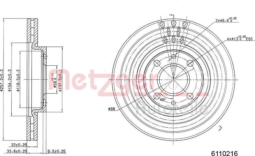 Metzger 6110216 - Bremžu diski autospares.lv