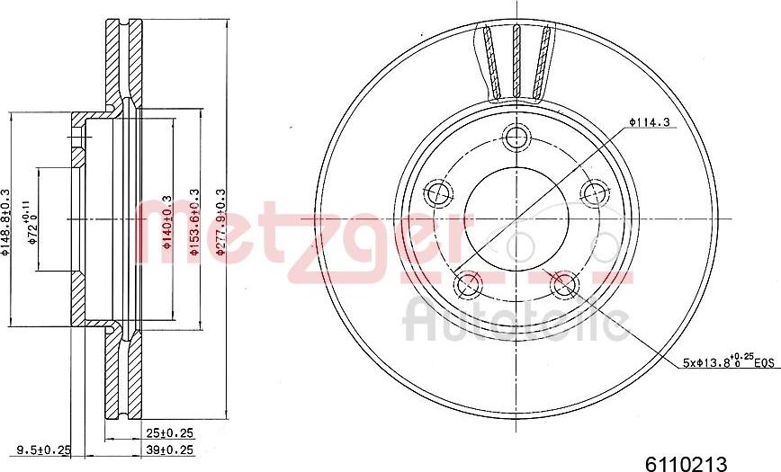 Metzger 6110213 - Brake Disc www.autospares.lv