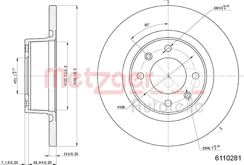 Metzger 6110281 - Bremžu diski www.autospares.lv