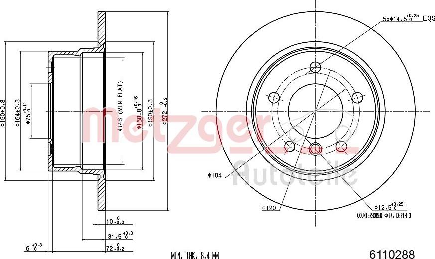 Metzger 6110288 - Bremžu diski www.autospares.lv