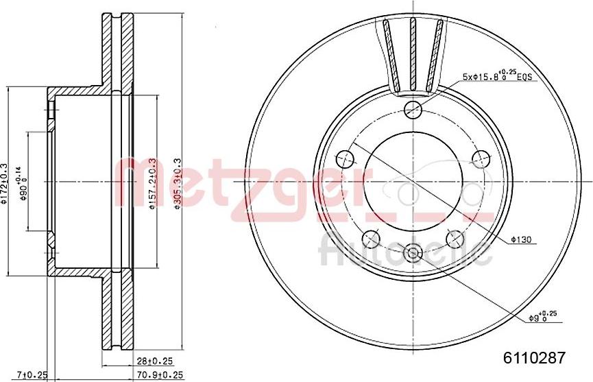 Metzger 6110287 - Bremžu diski www.autospares.lv