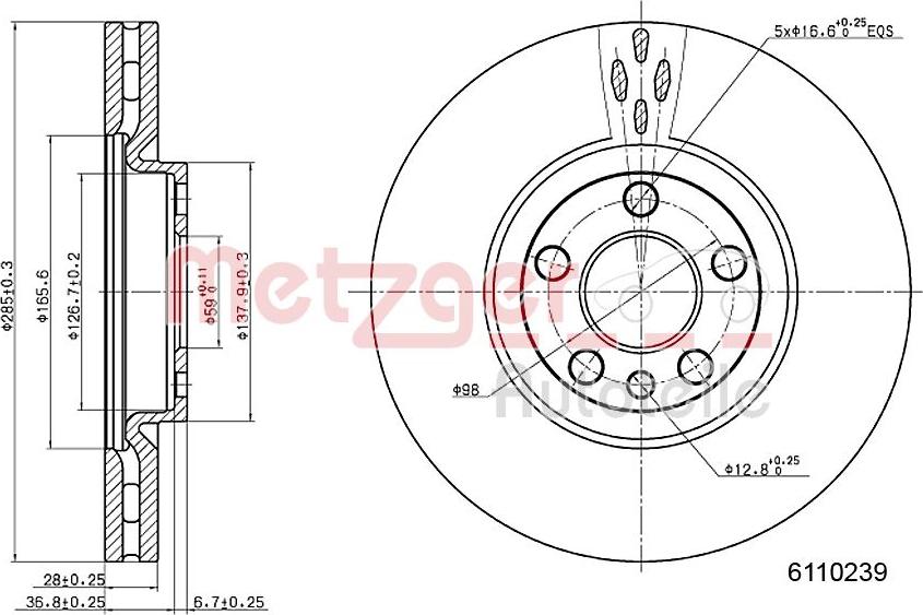 Metzger 6110239 - Bremžu diski autospares.lv