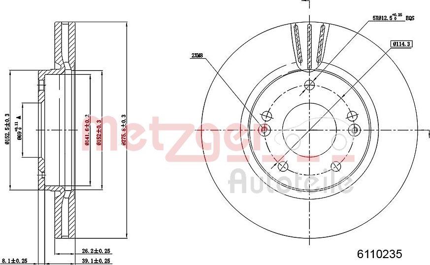 Metzger 6110235 - Bremžu diski www.autospares.lv