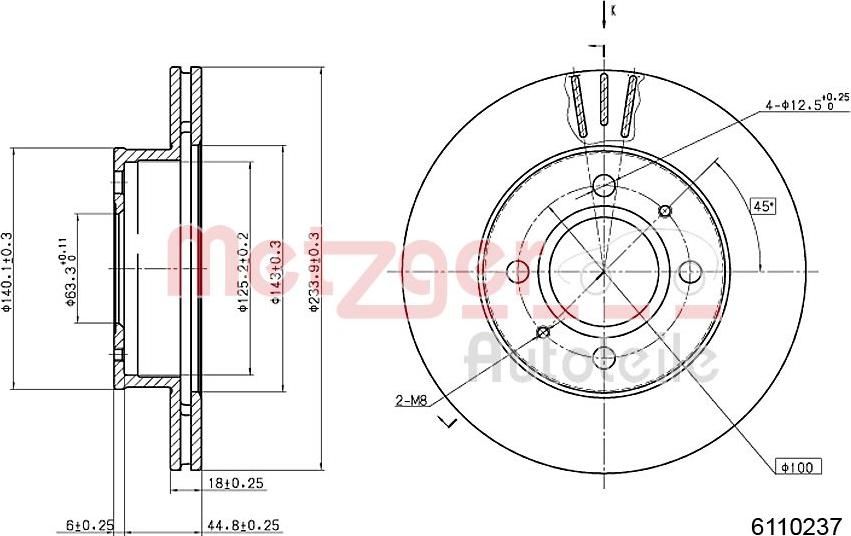 Metzger 6110237 - Bremžu diski www.autospares.lv