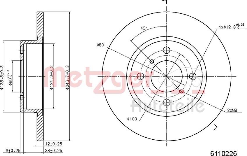 Metzger 6110226 - Bremžu diski www.autospares.lv