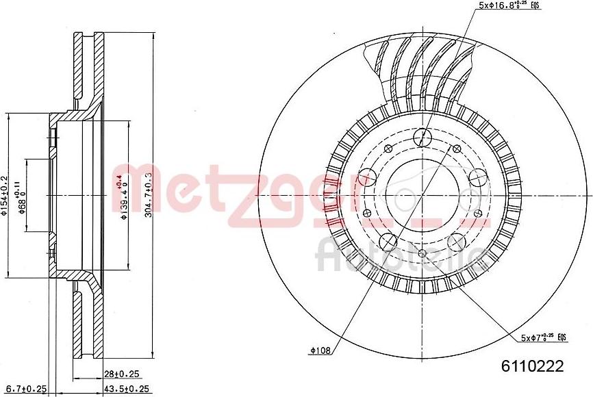 Metzger 6110222 - Bremžu diski autospares.lv