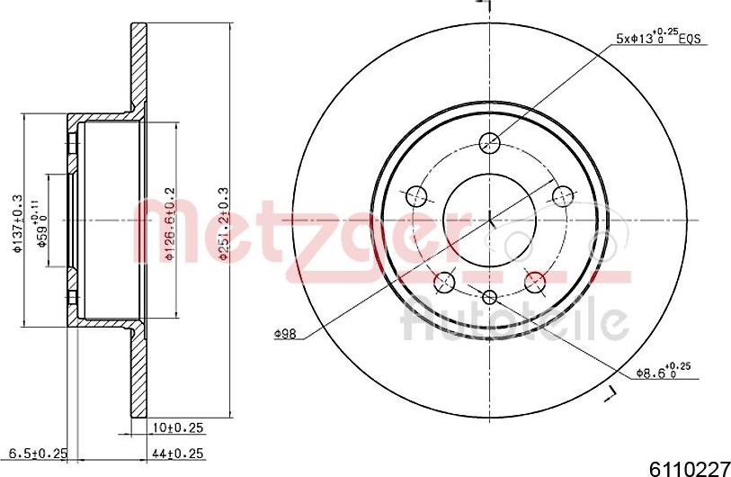 Metzger 6110227 - Bremžu diski www.autospares.lv