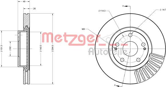 Metzger 6110276 - Bremžu diski www.autospares.lv